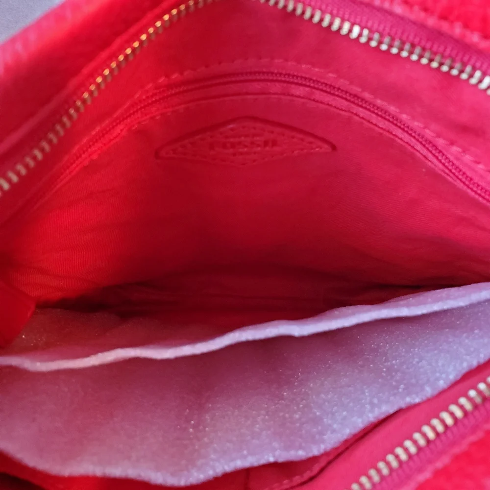 Fossil Preston Red Peppled Leather Crossbody bag - Picture 8 of 8